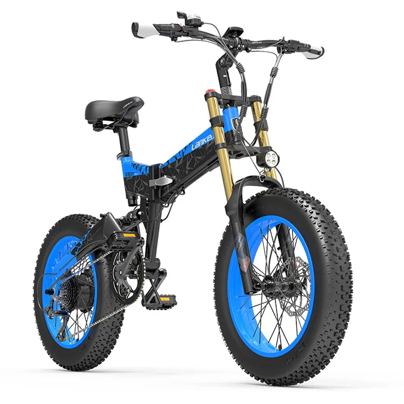 Eu Stock LANKELEISI X3000plus up 26x4.0 Fat Bike Electric Mountain Bike Full Suspension 1000W Folding Ebike-2