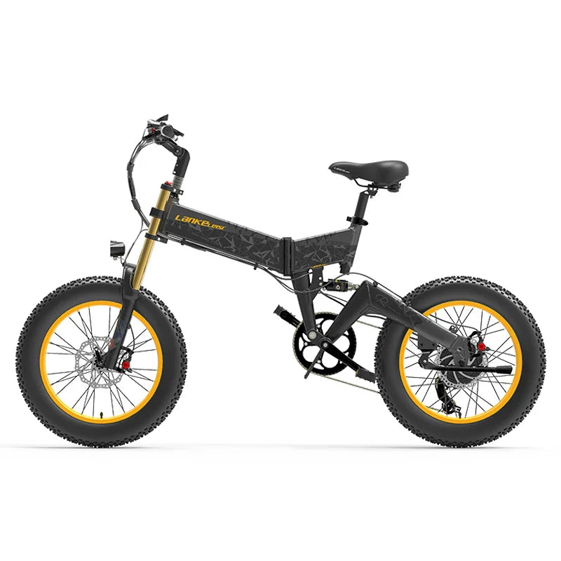 Eu Stock LANKELEISI X3000plus up 26x4.0 Fat Bike Electric Mountain Bike Full Suspension 1000W Folding Ebike-3