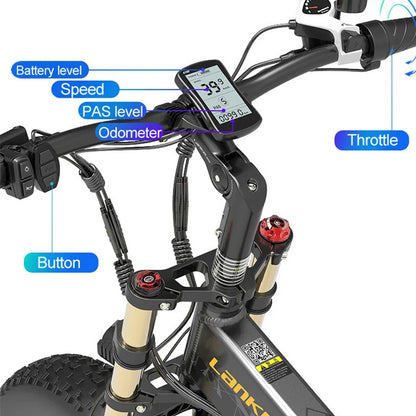 Eu Stock LANKELEISI X3000plus up 26x4.0 Fat Bike Electric Mountain Bike Full Suspension 1000W Folding Ebike-4